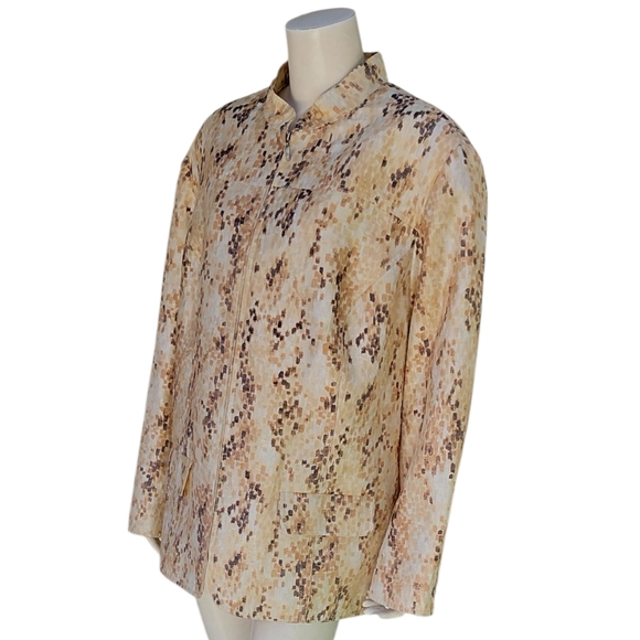 Jackets & Blazers - Alfred Dunner Women Stylish Tan and Brown Patterned Jacket Size 20W